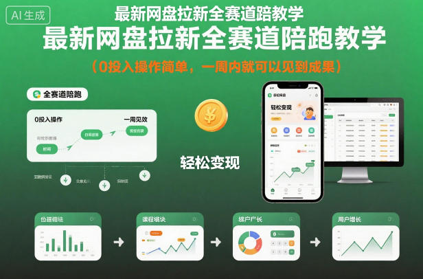 最新网盘拉新全赛道陪跑教学，0投入操作简单，一周内就可以见到成果-星火轻创