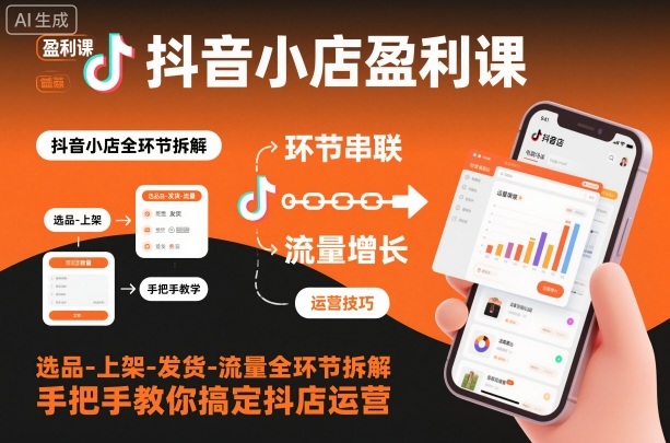 抖音小店盈利课-选品-上架-发货-流量全环节拆解，手把手教你搞定抖店运营-星火轻创