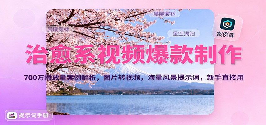 治愈系视频爆款制作，700万播放量案例解析，图片转视频，海量风景提示词，新手直接用-星火轻创