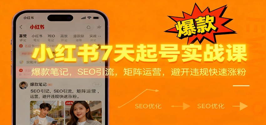 小红书7天起号实战课：爆款笔记，SEO引流，矩阵运营，避开违规快速涨粉-星火轻创