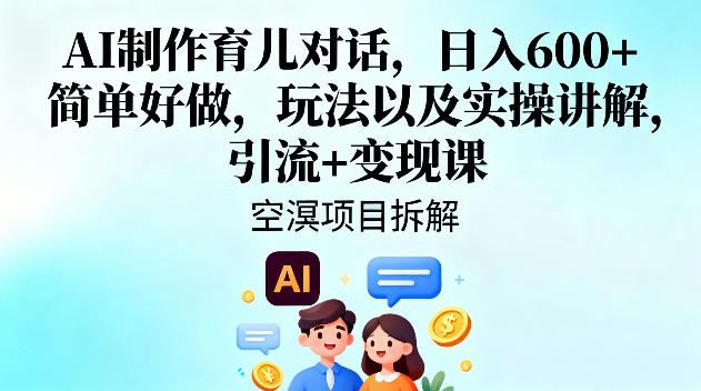 AI制作育儿对话，日入6张+，简单好做，玩法以及实操讲解，引流+变现课-星火轻创