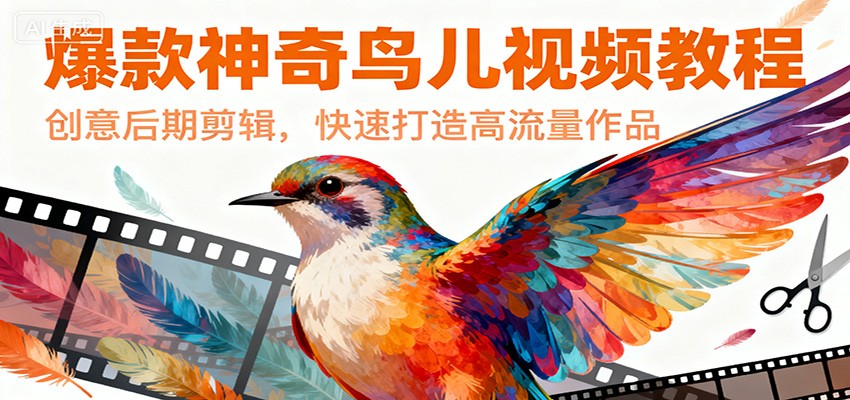 爆款神奇鸟儿视频教程，创意后期剪辑，快速打造高流量作品-星火轻创