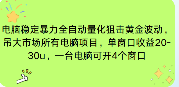 电脑EA策略挂机项目单窗口收益20-30u，单电脑可挂5-10个窗口收益稳健4位数-星火轻创