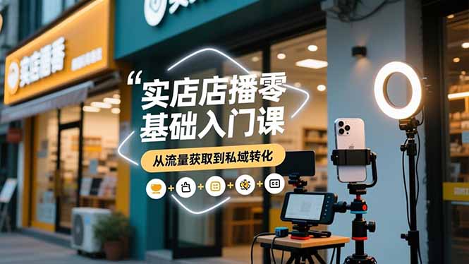 实体店播零基础入门课，实体店+短视频+直播+微信生态+私域社群，从流量获取到私域转化-星火轻创