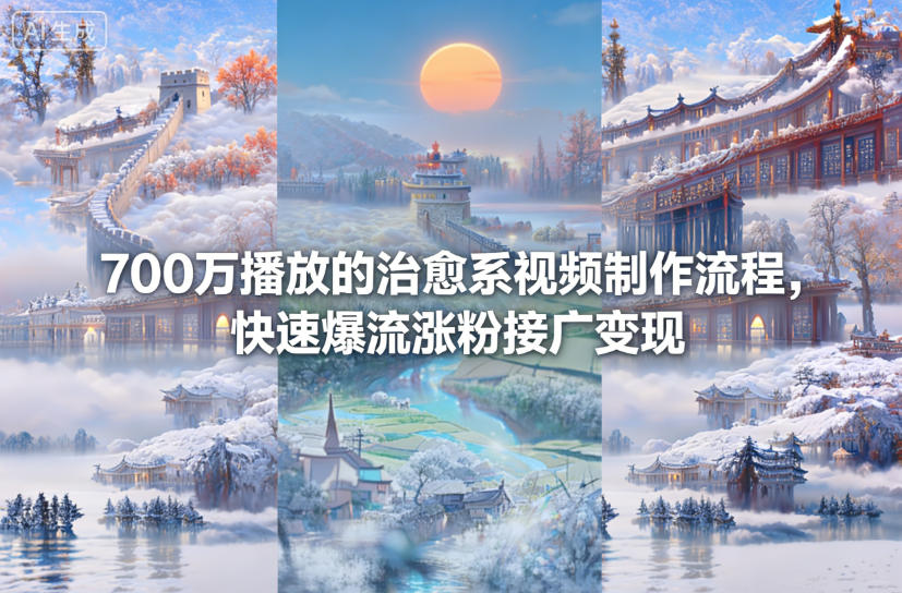 700万播放的治愈系视频制作流程，快速爆流涨粉接广变现-星火轻创
