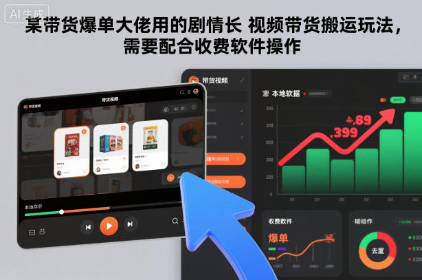 某带货爆单大佬用的剧情长视频带货搬运玩法，需要配合收费软件操作-星火轻创