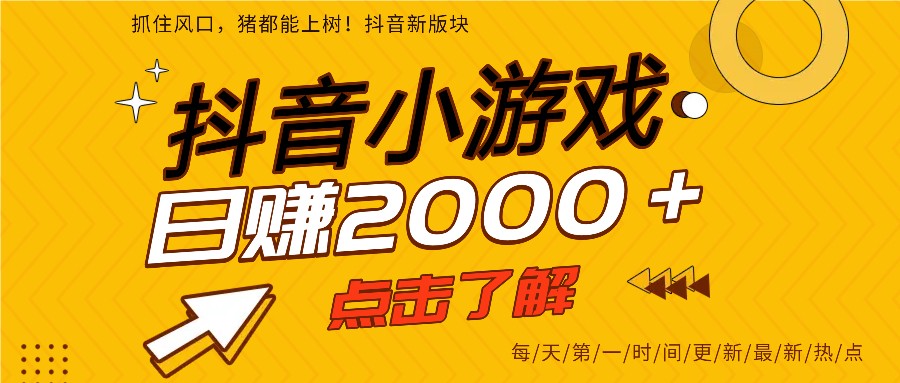 5年爆火的抖音小游戏项目，一部手机日入2000+-星火轻创