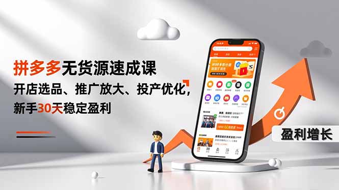 拼多多无货源速成课，开店选品、推广放大、投产优化，新手30天稳定盈利-星火轻创