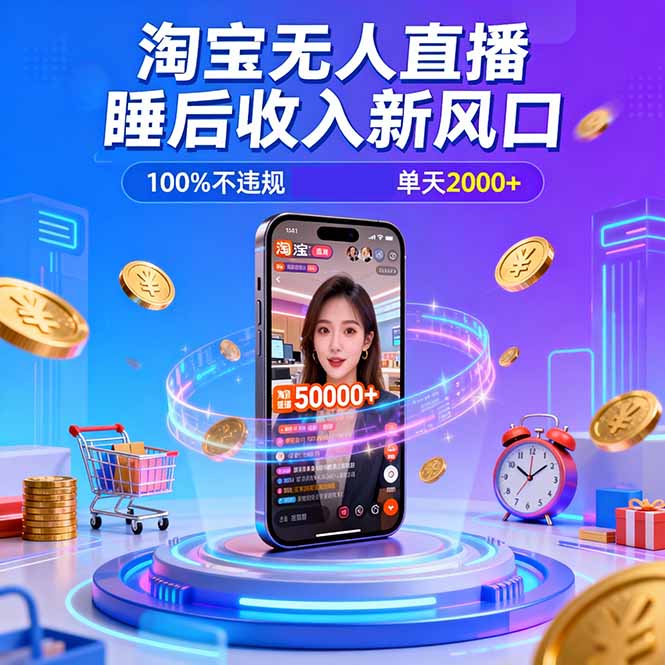 淘宝无人直播，不违规不封号，直播100小时卖了5万，年底旺季！-星火轻创