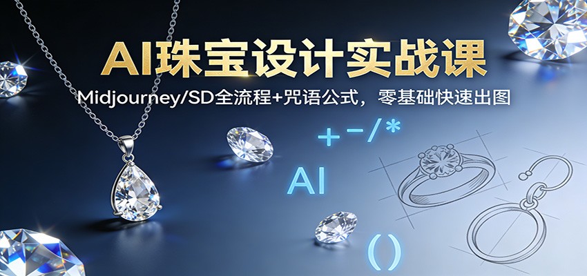 AI珠宝设计实战课:Midjourney/SD全流程+咒语公式,零基础快速出图-星火轻创