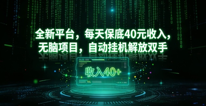 全新平台，每天保底40米收入，无脑项目，自动挂G解放双手【揭秘】-星火轻创