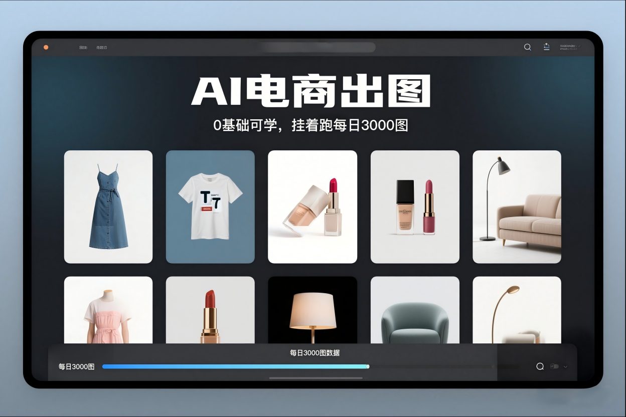 AI电商出图，0基础可学，挂着跑每日3000图-星火轻创