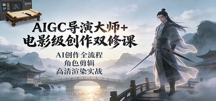 AIGC导演大师+电影级创作双修课：AI创作全流程、角色剪辑、高清渲染实战-星火轻创