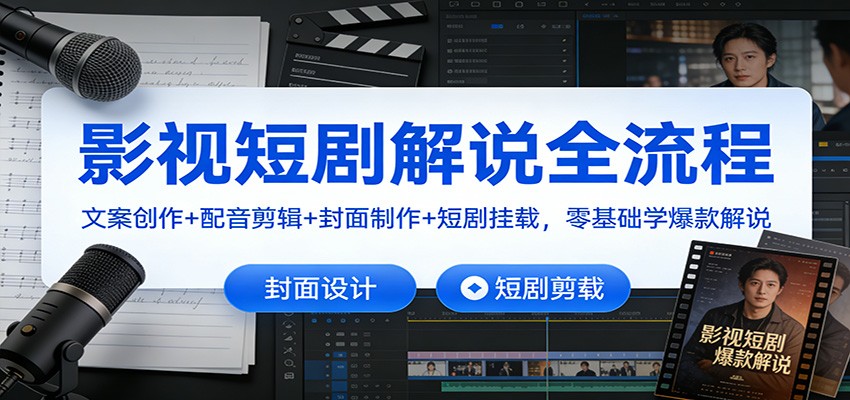 影视短剧解说全流程：文案创作+配音剪辑+封面制作+短剧挂载，零基础学爆款解说-星火轻创