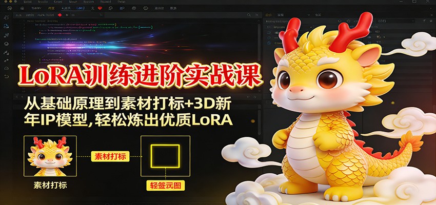 LoRA训练进阶实战课：从基础原理到素材打标+3D新年IP模型，轻松炼出优质LoRA-星火轻创