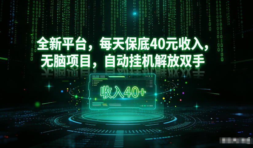 最新看广平台，每天保底30-4米，无脑项目，自动挂G解放双手【揭秘】-星火轻创