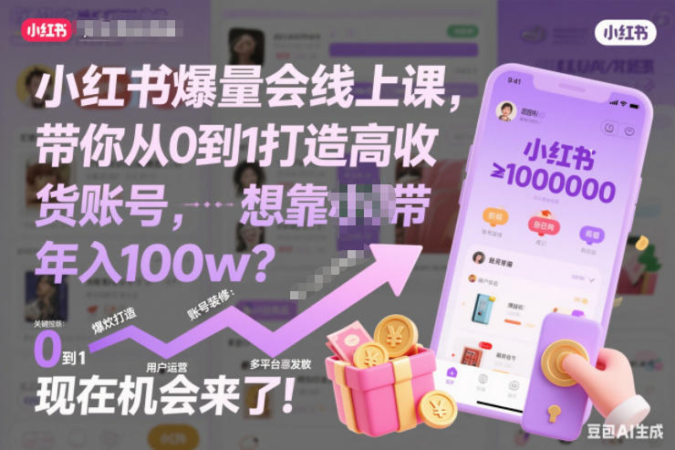 小红书爆量会线上课，带你从0到1打造高收益带货账号，想靠小红书带货年入100w？现在机会来了！(更新)-星火轻创