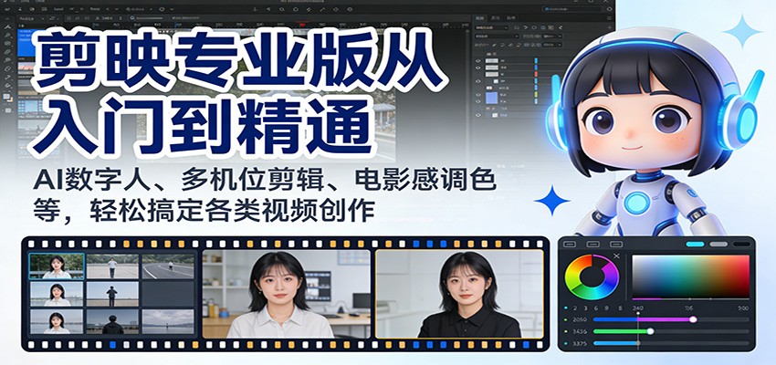 剪映专业版从入门到精通：AI数字人、多机位剪辑、电影感调色等，轻松搞定各类视频创作-星火轻创