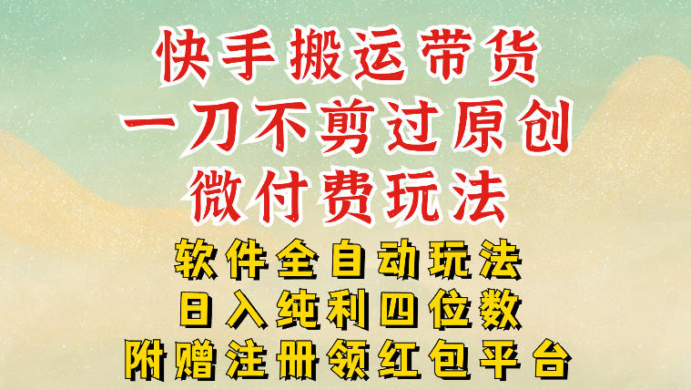 快手搬运带货，一刀不剪过原创，微付费玩法，软件全自动玩法，日入纯利四位数【揭秘】-星火轻创