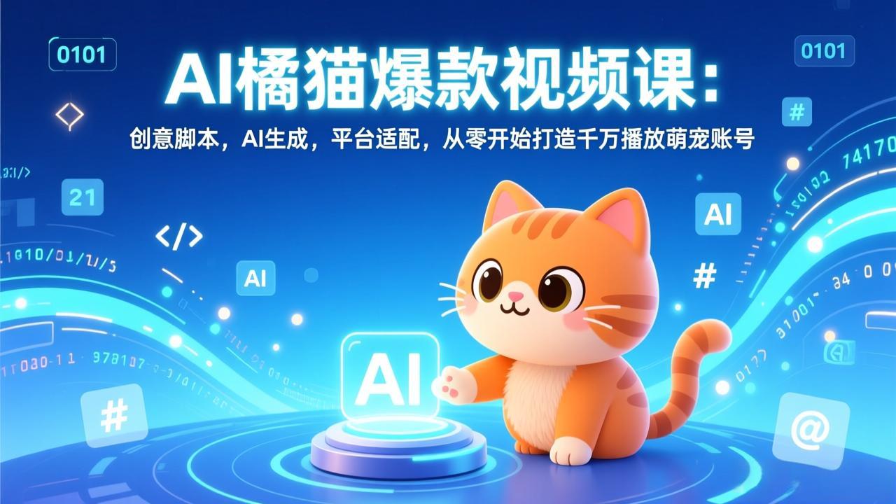 AI橘猫爆款视频课：创意脚本，AI生成，平台适配，从零开始打造千万播放萌宠账号-星火轻创