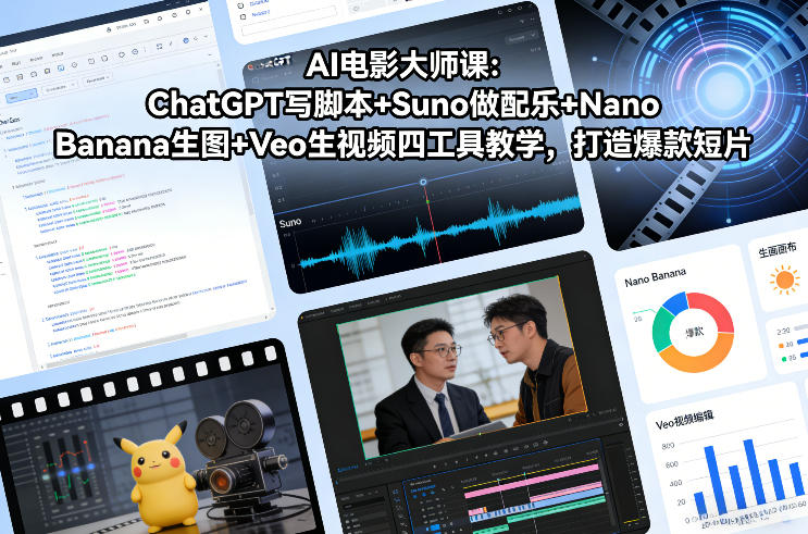 AI电影大师课：ChatGPT写脚本+Suno做配乐+Nano Banana生图+Veo生视频，打造爆款短片-星火轻创