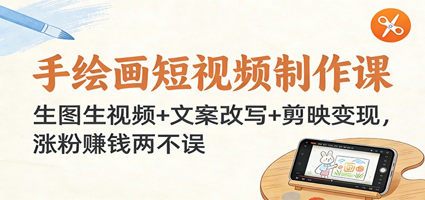 手绘画短视频制作课：生图生视频+文案改写+剪映变现，涨粉赚钱两不误-星火轻创