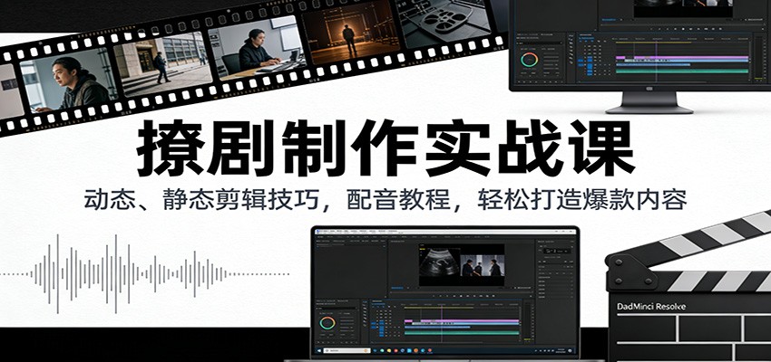 撩剧制作实战课：动态、静态剪辑技巧，配音教程，轻松打造爆款内容-星火轻创