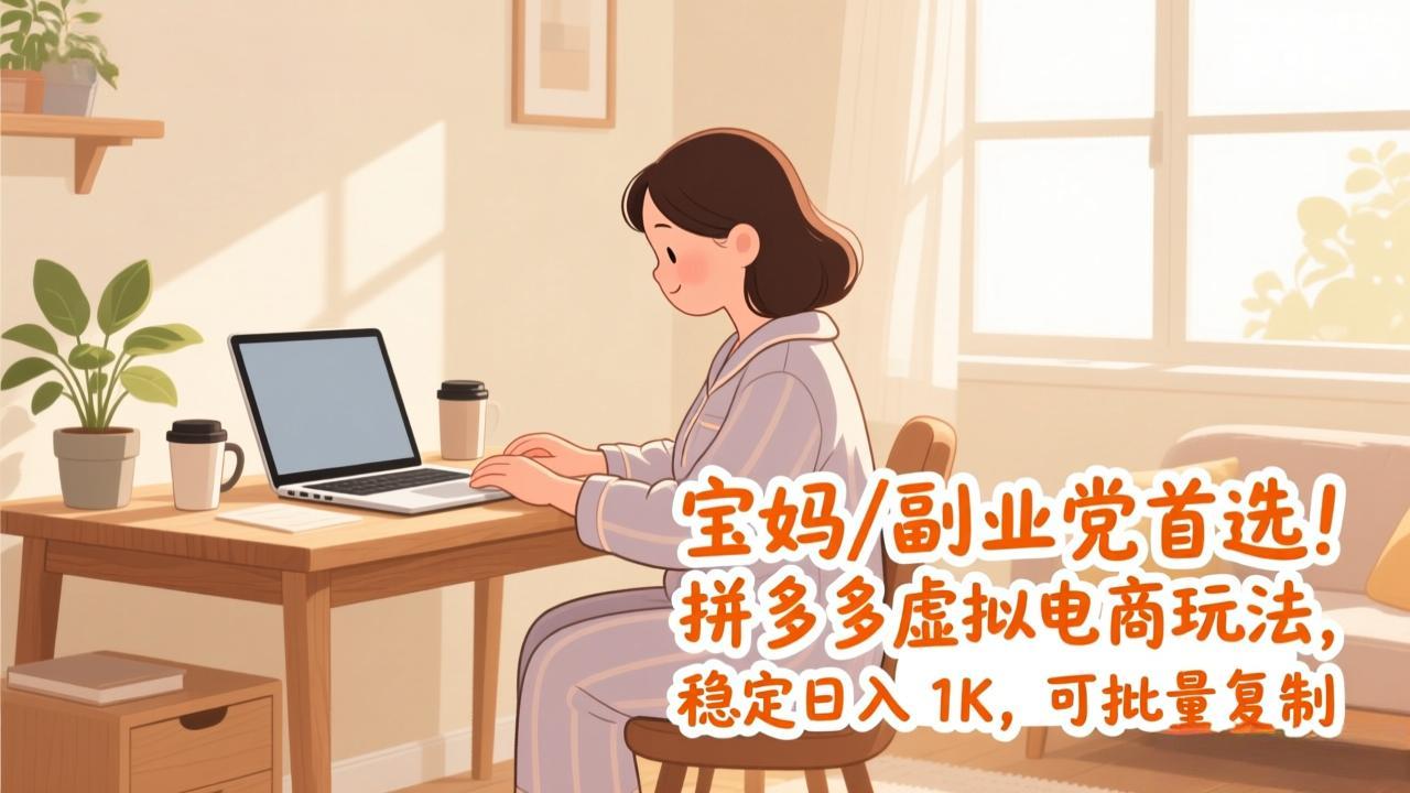 宝妈 / 副业党首选！拼多多虚拟电商玩法，稳定日入 1K，可批量复制-星火轻创