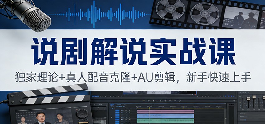 说剧解说实战课：独家理论+真人配音克隆+AU剪辑，新手快速上手-星火轻创