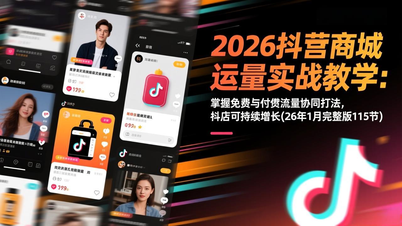 2026抖音商城运营实战教学：掌握免费与付费流量协同打法，抖店可持续增长(26年1月完整版115节-星火轻创