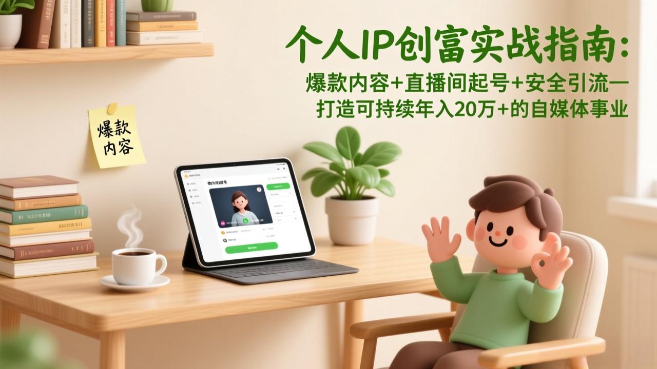 个人IP创富实战指南：爆款内容+直播间起号+安全引流，打造可持续年入20万+的自媒体事业-星火轻创