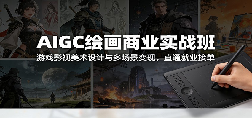 AIGC绘画商业实战班：游戏影视美术设计与多场景变现，直通就业接单-星火轻创