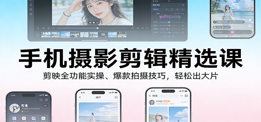 手机摄影剪辑精选课：剪映全功能实操、爆款拍摄技巧，轻松出大片-星火轻创