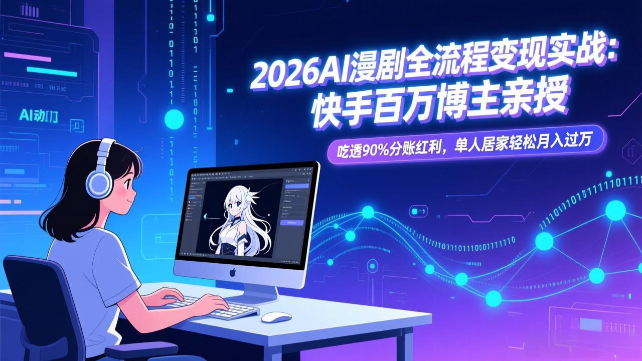 2026AI漫剧全流程变现实战：快手百万博主亲授，吃透90%分账红利，单人居家轻松月入过万-星火轻创