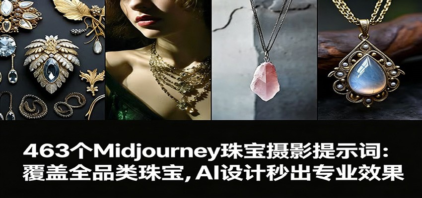 463个Midjourney珠宝摄影提示词:覆盖全品类珠宝,AI设计秒出专业效果-星火轻创