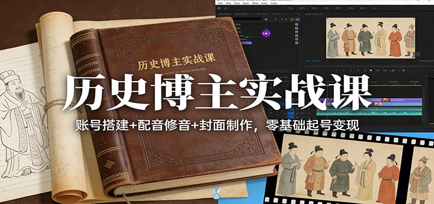 历史博主实战课：账号搭建+配音修音+封面制作，零基础起号变现-星火轻创