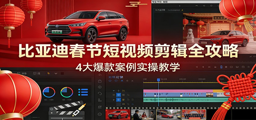 比亚迪春节短视频剪辑全攻略,4大爆款案例实操教学-星火轻创