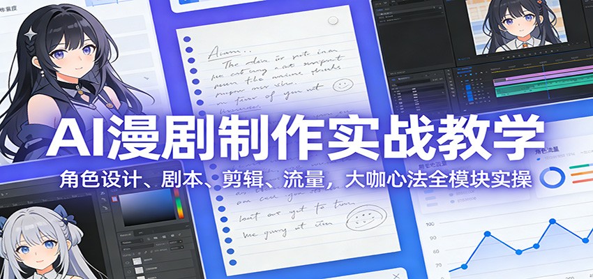 AI 漫剧制作实战教学:角色设计、剧本、剪辑、流量,大咖心法全模块实操-星火轻创
