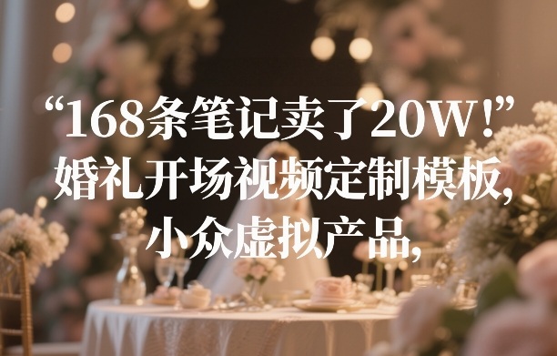 168条笔记卖了20W！婚礼开场视频定制模板，小众虚拟产品-星火轻创