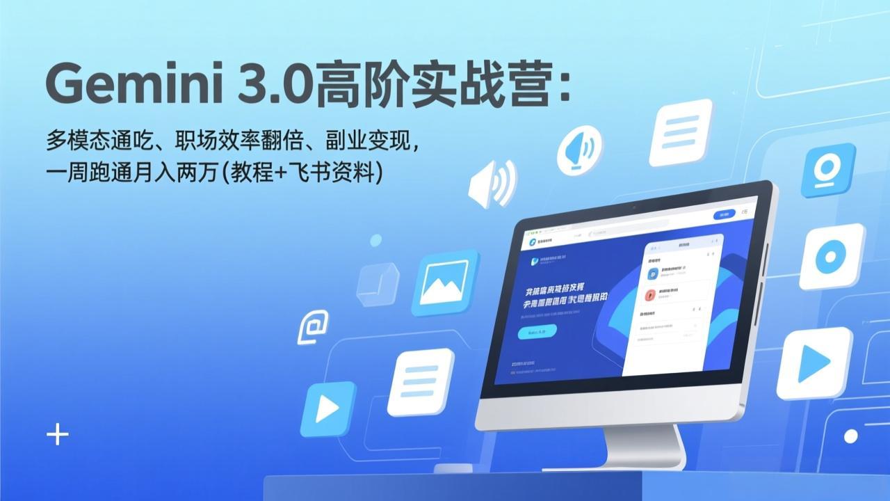 Gemini 3.0高阶实战营：多模态通吃、职场效率翻倍、副业变现，一周跑通月入两万(教程+飞书资料-星火轻创