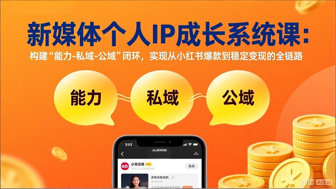 新媒体个人IP成长系统课-更新：构建“能力-私域-公域”闭环，实现从小红书爆款到稳定变现-星火轻创