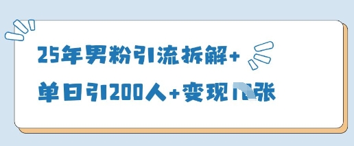 25年男粉引流拆解+单日引200人+变现多张-星火轻创