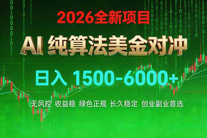 2026 全新美金对冲项目，不套平台赠金，不封号，纯算法对冲，日入 1500-6000+-星火轻创