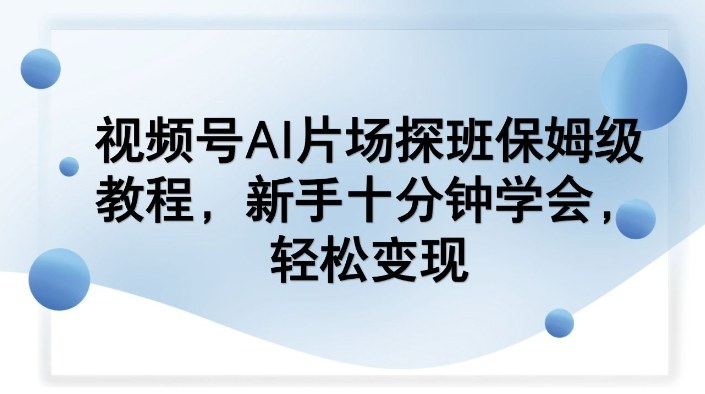 视频号AI片场探班保姆级教程，新手十分钟学会，轻松变现-星火轻创