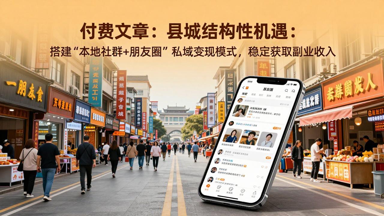 付费文章：县城结构性机遇：搭建“本地社群+朋友圈”私域变现模式，稳定获取副业收入-星火轻创