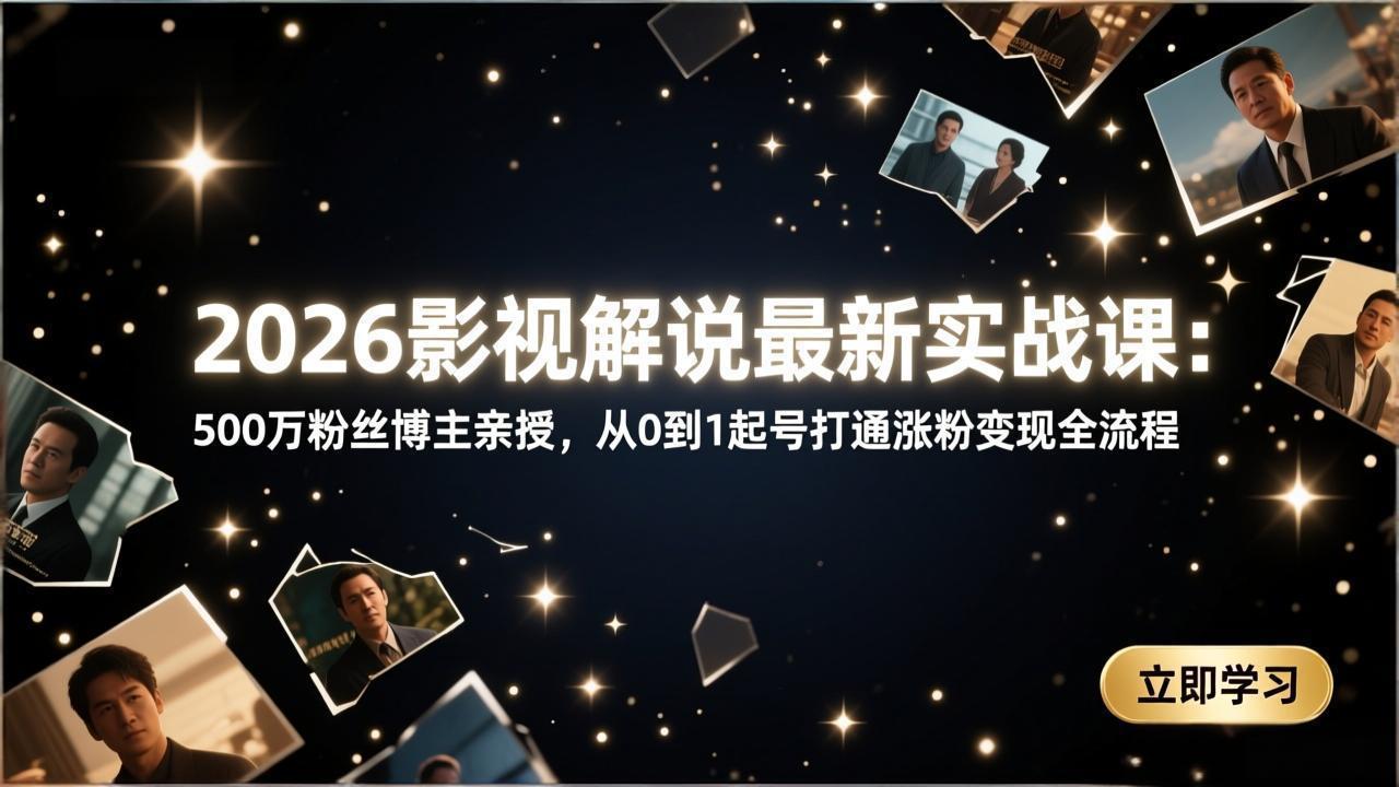 2026影视解说最新实战课：500万粉丝博主亲授，从0到1起号打通涨粉变现全流程-星火轻创