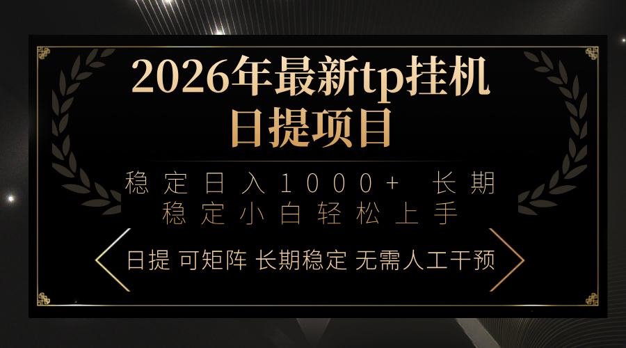 2026年最新tp挂机日提项目：稳定日入1000+小白轻松上手-星火轻创
