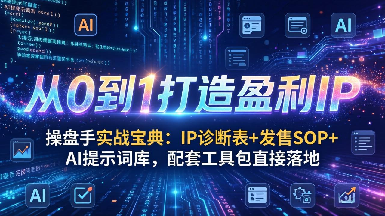 操盘手实战宝典：IP诊断表+发售SOP+AI提示词库，配套工具包直接落地，从0到1打造盈利IP-星火轻创