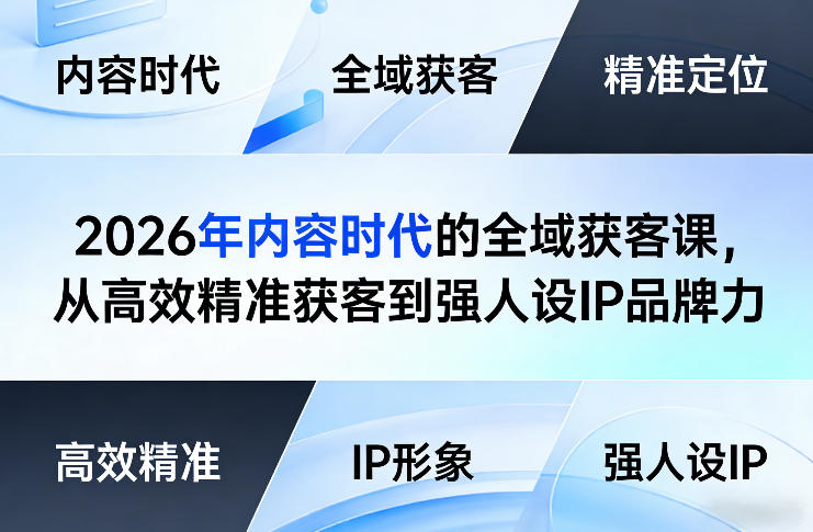 2026年内容时代的全域获客课，从高效精准获客到强人设IP品牌力-星火轻创
