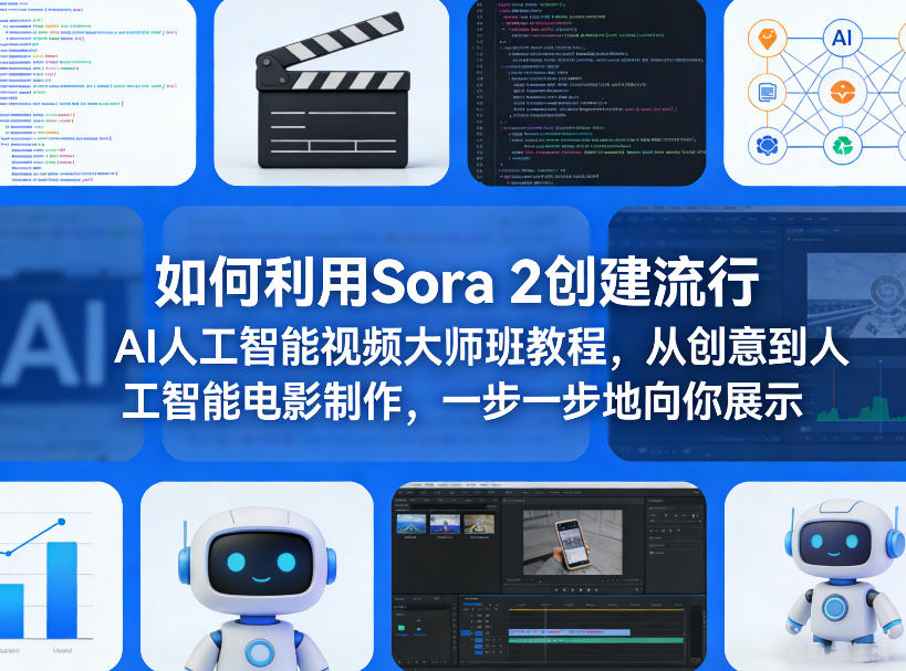 如何利用Sora 2创建流行AI人工智能视频大师班教程，从创意到人工智能电影制作，一步一步地向你展示-星火轻创